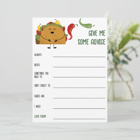 メキシコのフィエスタタコベビーシャワーアドバイスゲーム 招待状 (スタンド正面)