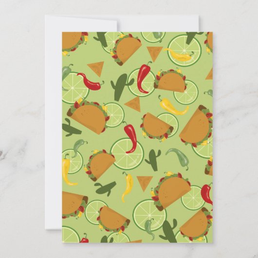 メキシコのフィエスタタコ予測ベビーゲーム 招待状 (裏面)