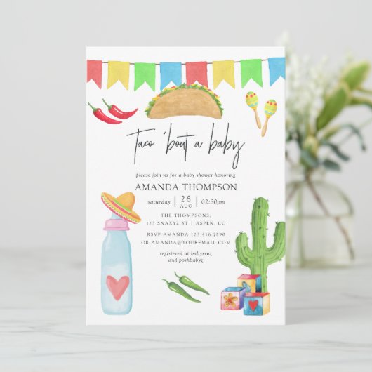 メキシコのフィエスタタコ'赤ちゃんのシャワーを取る 招待状 (スタンド正面)