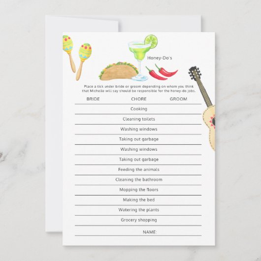 メキシコのフィエスタタコ'Love Honey Do's Game 招待状 (正面)