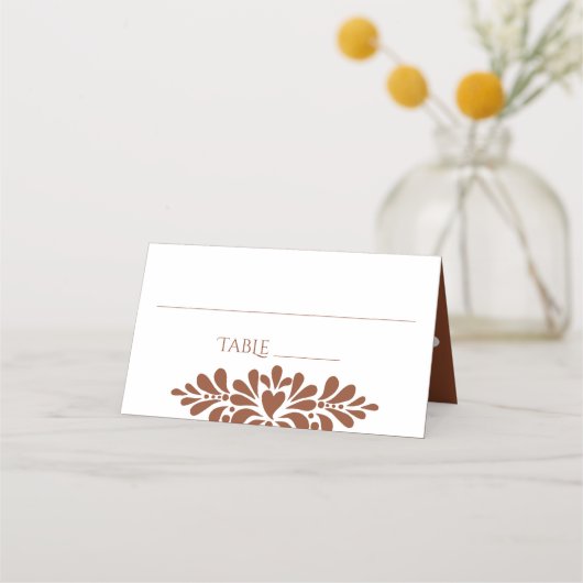 メキシコのフィエスタタラ結婚ベラのテラコッタボホ プレイスカード (正面)