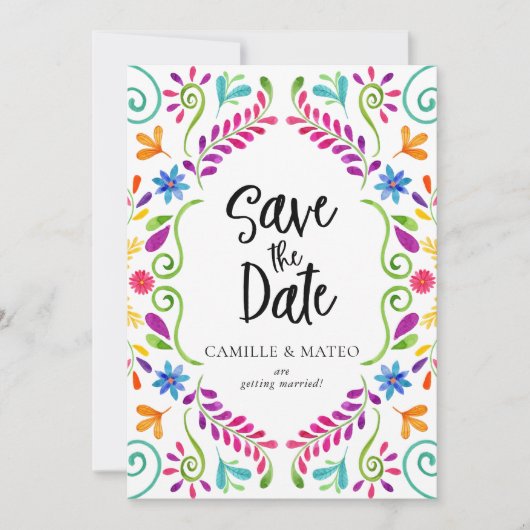 メキシコのフィエスタテーマ写真で日付を保存 招待状 (正面)