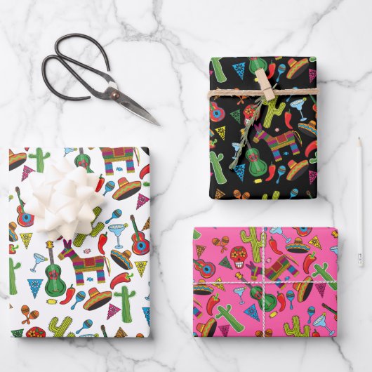 メキシコのフィエスタパーティー画像 ラッピングペーパーシート (正面)
