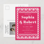 メキシコのフィエスタピンクパペルピカド日付を保存 案内ポストカード (正面/裏面)