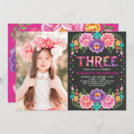 メキシコのフィエスタフラワーズ第3回女子誕生日写真 招待状