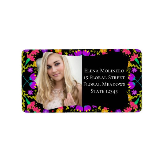 メキシコのフィエスタフローラの写真とアドレス ラベル (正面)