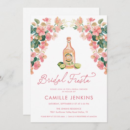 メキシコのフィエスタブライダルシャワー招待 招待状 (正面/裏面)