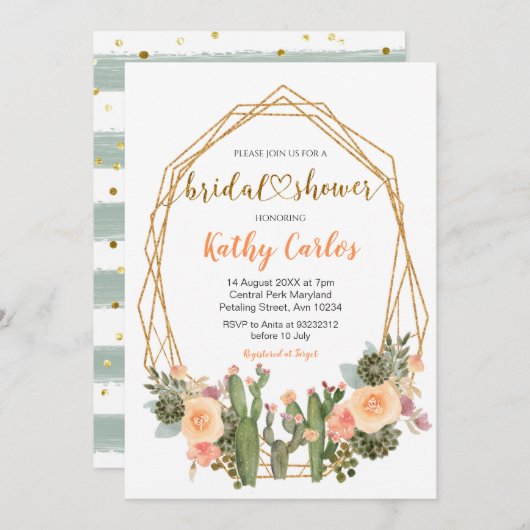 メキシコのフィエスタブライダルシャワー招待 招待状 (正面/裏面)