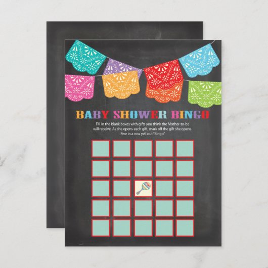 メキシコのフィエスタベビーシャワービンゴゲームカード インビテーションポストカード (正面/裏面)