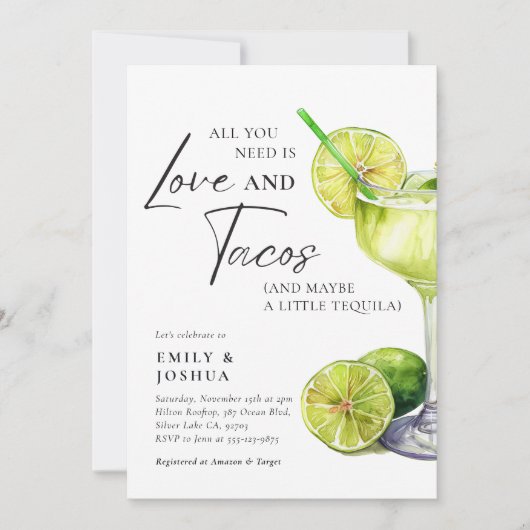 メキシコのフィエスタマルガリータカップルのシャワー 招待状 (正面)