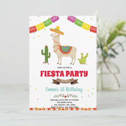 メキシコのフィエスタラマ誕生日の招待状 招待状 (スタンド正面)