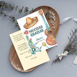 メキシコのフィエスタリトルムチャチョの赤ちゃんシャワー サンキューカード