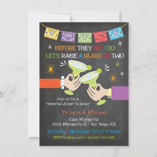 メキシコのフィエスタリハーサルディナーシャルボード 招待状 (正面)