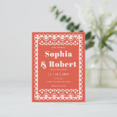 メキシコのフィエスタレッドパペルピカド日付を保存 案内ポストカード (スタンド正面)