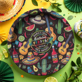 メキシコのフィエスタ任意大事な行事パターンブラックID1114 ペーパープレート