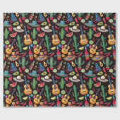 メキシコのフィエスタ任意大事な行事パターンブラックID1114 ラッピングペーパー (フラット)