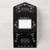 メキシコのフィエスタ刺結婚しゅうフローラのオン オールインワン招待状 (外側)