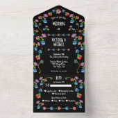 メキシコのフィエスタ刺結婚しゅうフローラのオン オールインワン招待状 (内側)