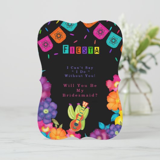 メキシコのフィエスタ花模様は私の花嫁になる 招待状 (スタンド正面)