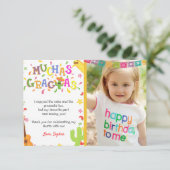 メキシコのフィエスタ誕生日サンキューカードと写真 招待状 (スタンド正面)