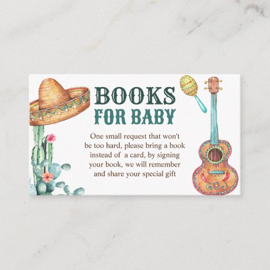 メキシコのフィエスタ赤ちゃんシャワー本リクエスト エンクロージャーカード (正面)