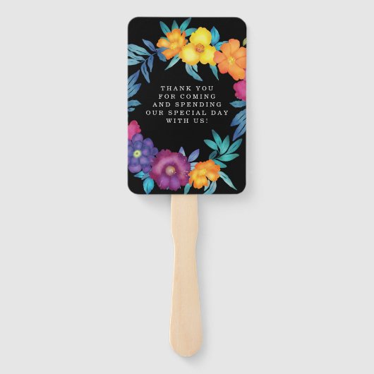 メキシコのフィエスタ鮮やかな水カラー花模様結婚ズ ハンドファン (裏面)