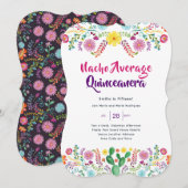 メキシコのフィエスタ イベント招待 フォークアート 招待状 (正面/裏面)