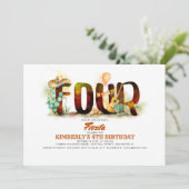 メキシコのフィエスタ キッズ 4歳の誕生日パーティー 招待状 (スタンド正面)