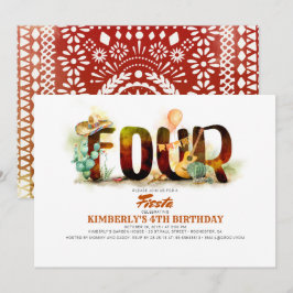 メキシコのフィエスタ キッズ 4歳の誕生日パーティー 招待状