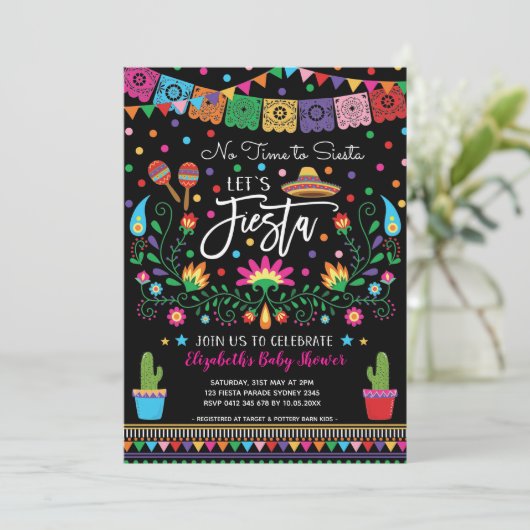 メキシコのフィエスタ·シンコ·デ·マイヨ·ベビー·シャワー 招待状 (スタンド正面)