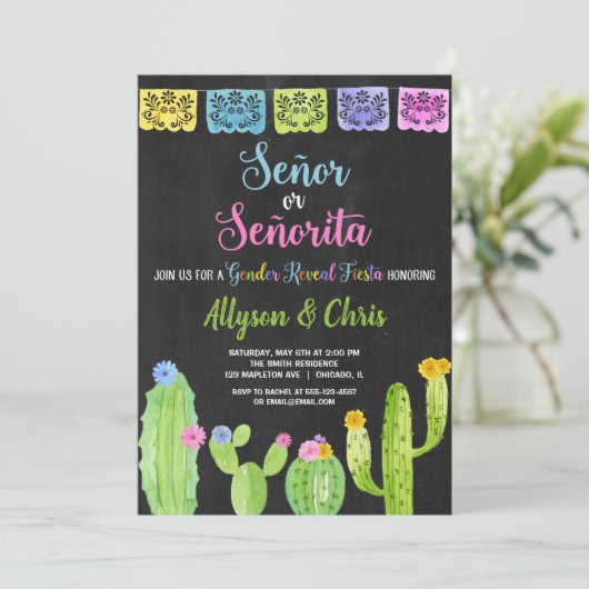 メキシコのフィエスタ·ジェンダー·リビール 招待状 (スタンド正面)