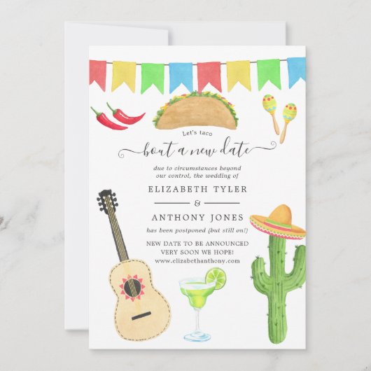 メキシコのフィエスタ・タコが新しい日結婚付け 招待状 (正面)