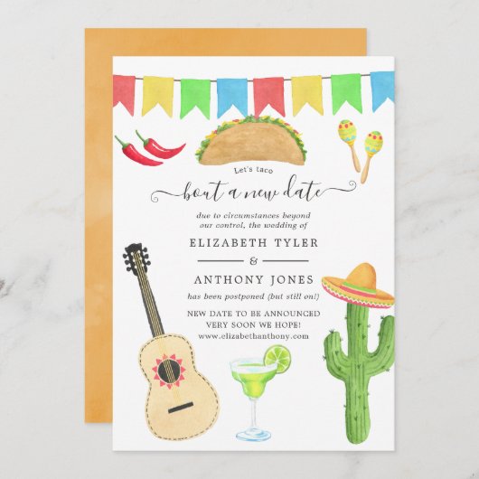 メキシコのフィエスタ・タコが新しい日結婚付け 招待状 (正面/裏面)