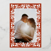 メキシコのフィエスタ・タラベラ写真付き結婚式延期案内カード 箔シーズンカード (裏面)