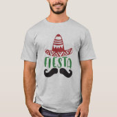 メキシコのフィエスタ ヒゲ・ソンブレロデザイン Tシャツ (正面)