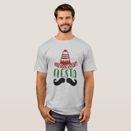 メキシコのフィエスタ ヒゲ・ソンブレロデザイン Tシャツ