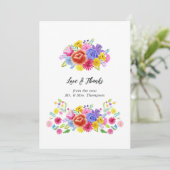 メキシコのフィエスタ フォークアート フラワー ウェディング サンキューカード (スタンド正面)