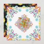 メキシコのフィエスタ フォーク フラワー ラマ ゴールド どんなイベントでも 招待状 (正面/裏面)