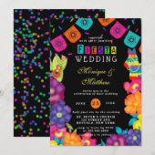 メキシコのフィエスタ ヴィヴィッド ウォーターカラー フローラル ウェディング 招待状 (正面/裏面)