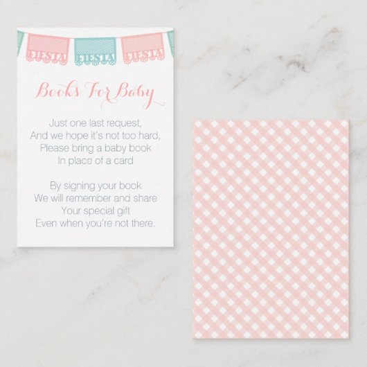 メキシコのフェスタの赤ちゃんシャワーが本を持ってくる エンクロージャーカード (正面/裏面)
