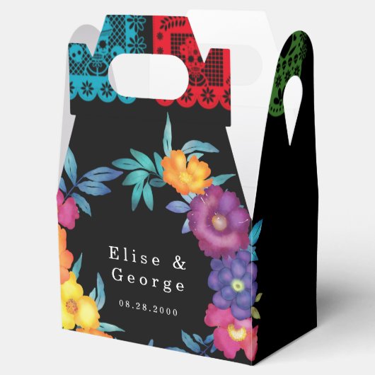 メキシコのフェスタ水彩鮮やかな花結婚の色 フェイバーボックス (オープン)