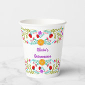 メキシコのフェスタ花ホワイトとパープルの紙カップ 紙コップ (裏面)