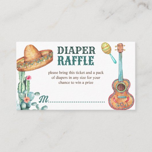 メキシコのフェスタ赤ちゃんシャワーおむつラッフル エンクロージャーカード (正面)