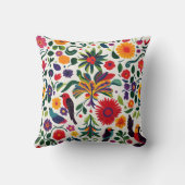 メキシコのフォークの花と鳥 クッション (裏面)