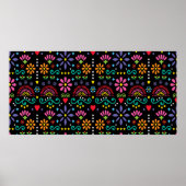 メキシコのフォークアートのシームレスなパターン、カラフルデザイン ポスター (正面)