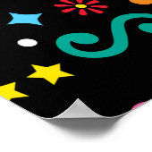 メキシコのフォークアートのシームレスなパターン、カラフルデザイン ポスター (角)