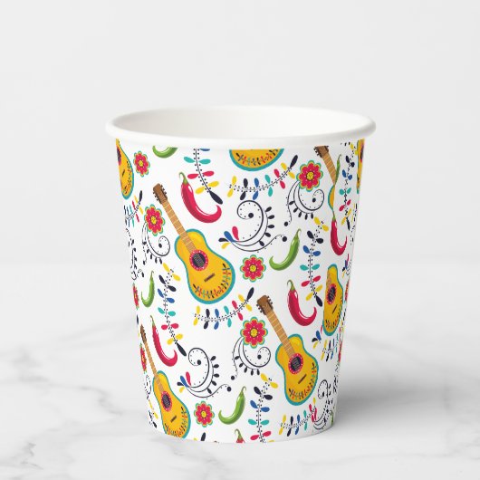 メキシコのフォークアートパターンギター 紙コップ (裏面)