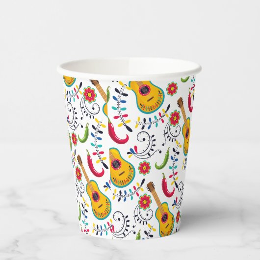 メキシコのフォークアートパターンギター 紙コップ (左)