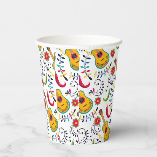 メキシコのフォークアートパターンギター 紙コップ (右)