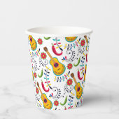 メキシコのフォークアートパターンギター 紙コップ (正面)